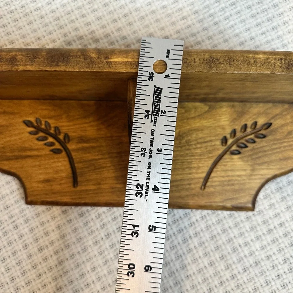 Wall Shelf Brown Wood Wheat Carved Rustic Decor Vintage Farmhouse 16x6 Natural